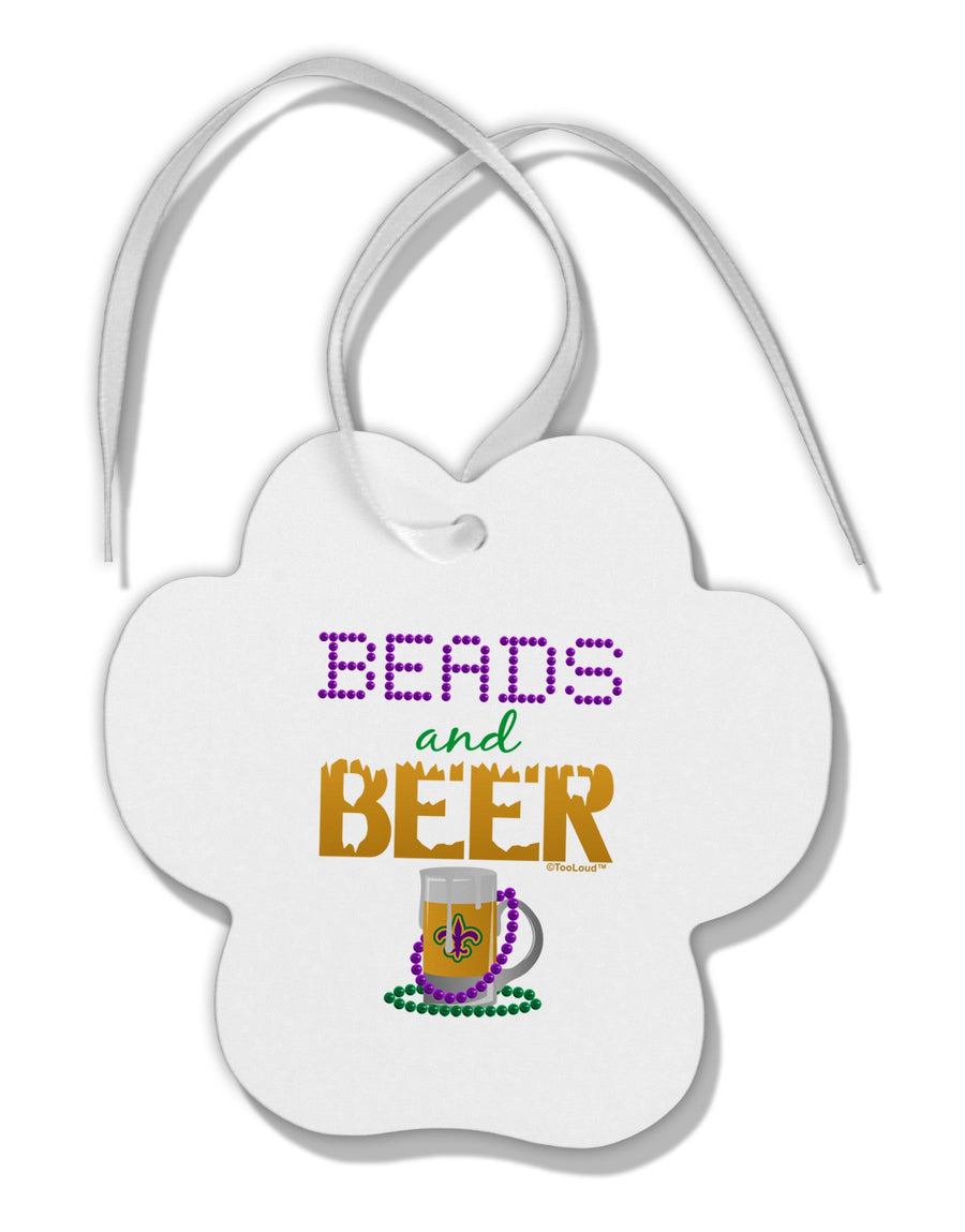 Beads And Beer Paw Print Shaped Ornament-Ornament-TooLoud-White-Davson Sales