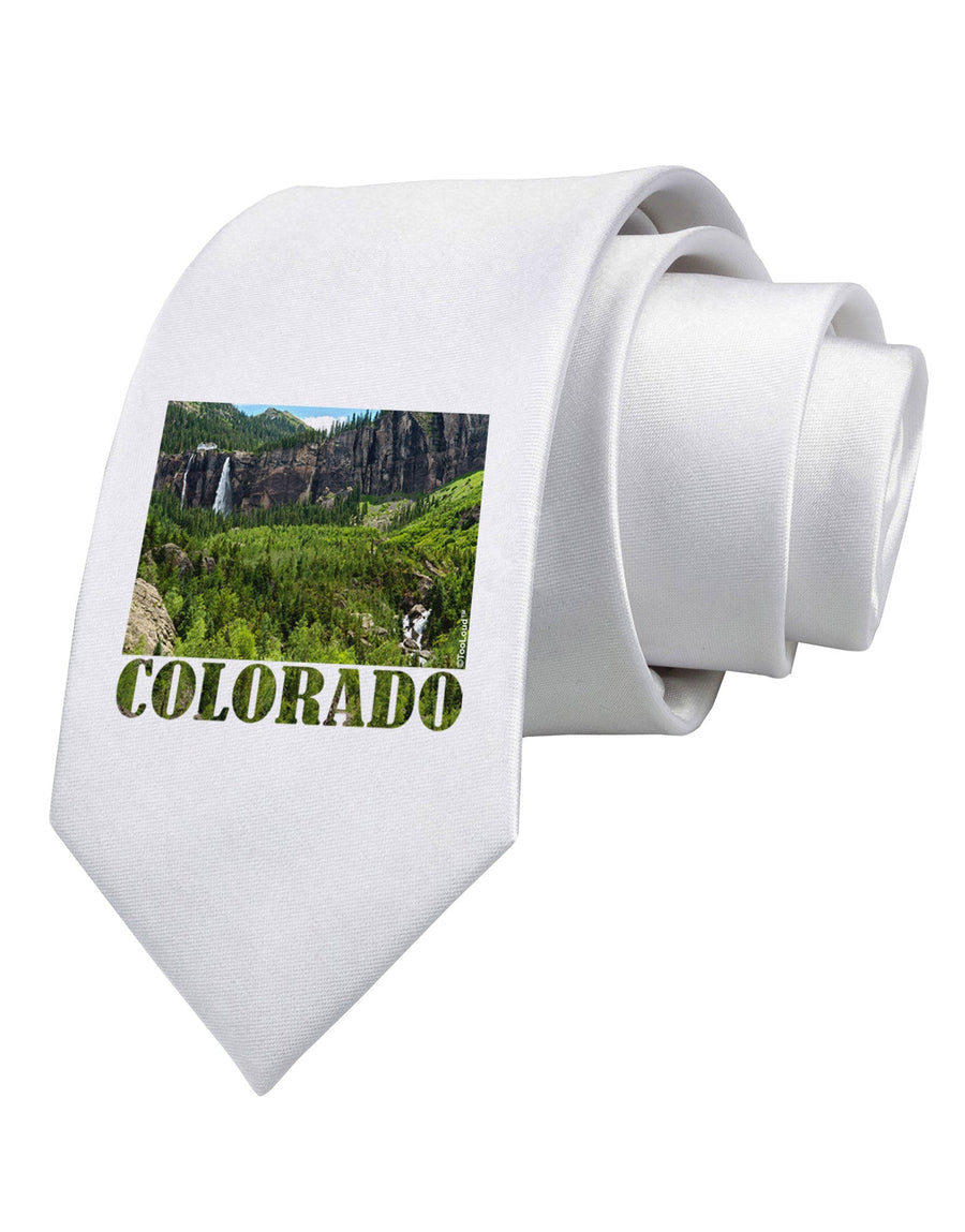 Beautiful Cliffs Colorado Printed White Necktie by