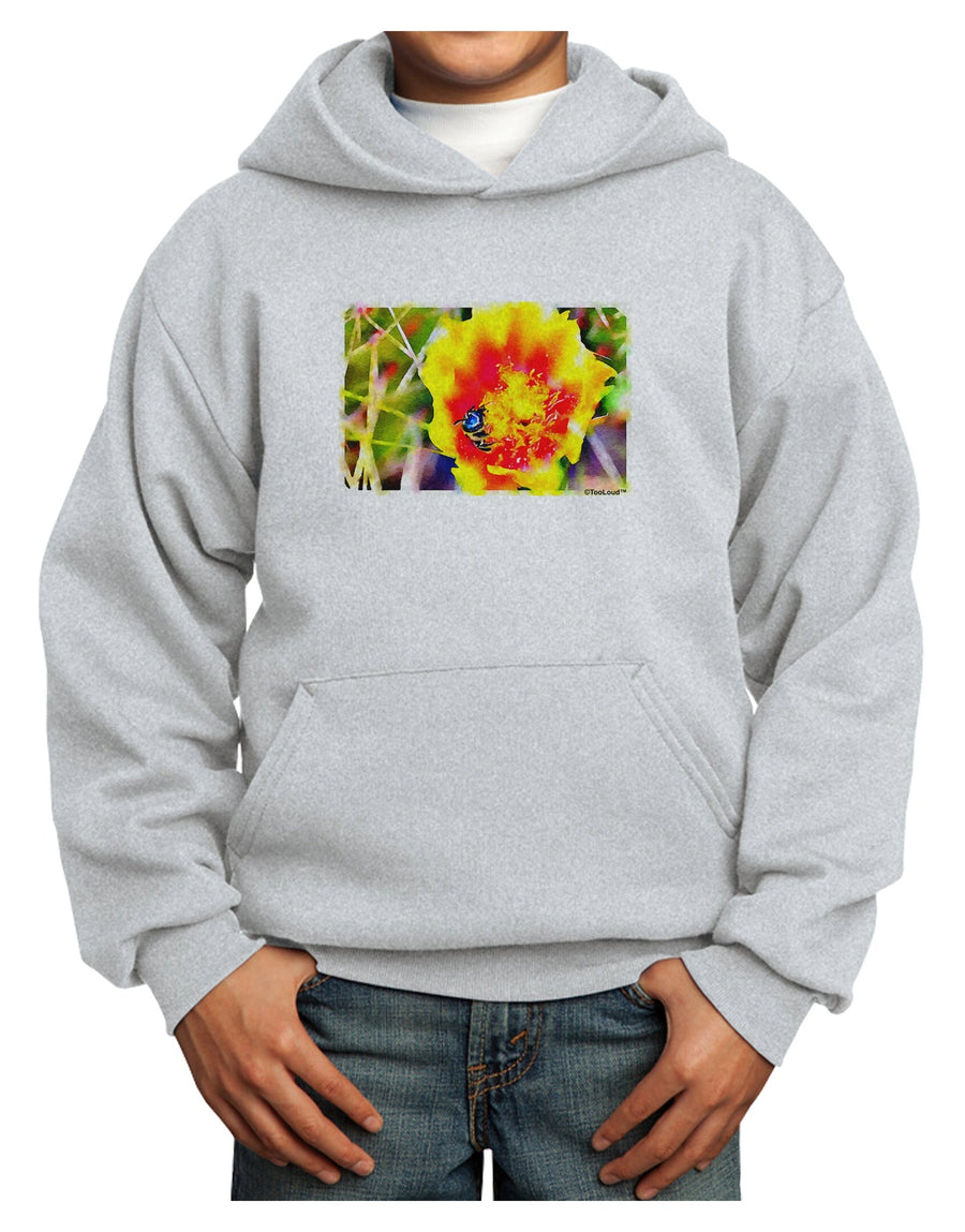 Bee Cactus Watercolor Youth Hoodie Pullover Sweatshirt-Youth Hoodie-TooLoud-White-XS-Davson Sales