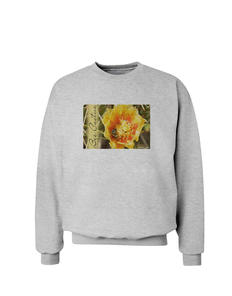 Bee Cactus with Text Sweatshirt-Sweatshirt-TooLoud-White-Small-Davson Sales