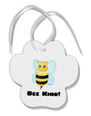 Bee Kind Paw Print Shaped Ornament-Ornament-TooLoud-White-Davson Sales