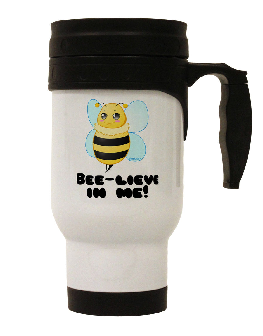 Bee-lieve In Me Stainless Steel 14oz Travel Mug-Travel Mugs-TooLoud-White-Davson Sales