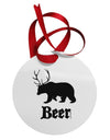 Beer Animal Circular Metal Ornament-Ornament-TooLoud-White-Davson Sales