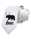 Beer Animal Printed White Necktie