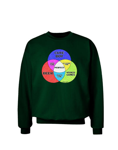 Beer Boy and Games Diagram Adult Dark Sweatshirt-Sweatshirts-TooLoud-Deep-Forest-Green-Small-Davson Sales