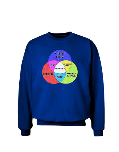 Beer Boy and Games Diagram Adult Dark Sweatshirt-Sweatshirts-TooLoud-Deep-Royal-Blue-Small-Davson Sales