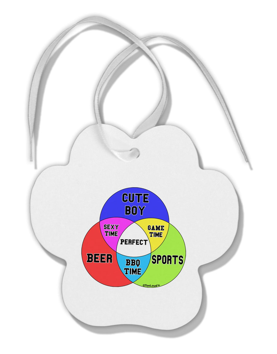 Beer Boy and Sports Diagram Paw Print Shaped Ornament-Ornament-TooLoud-White-Davson Sales