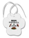 Beer Football Food Paw Print Shaped Ornament-Ornament-TooLoud-White-Davson Sales