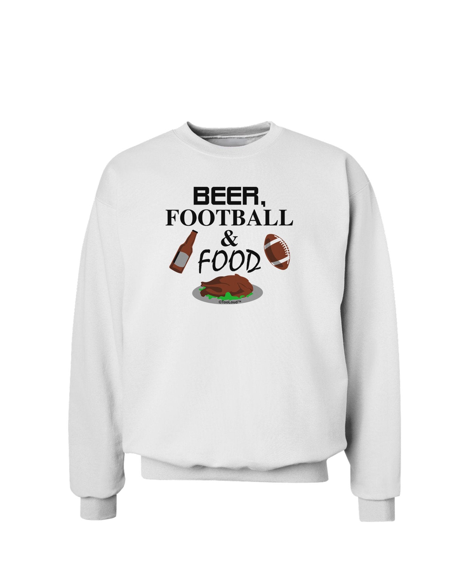 Beer Football Food Sweatshirt-Sweatshirts-TooLoud-White-XXX-Large-Davson Sales