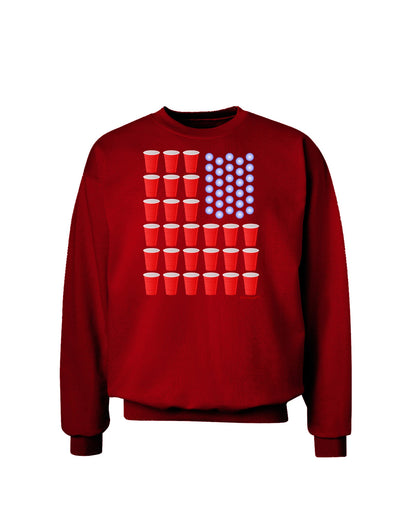 Beer Pong Flag Adult Dark Sweatshirt-Sweatshirts-TooLoud-Deep-Red-Small-Davson Sales