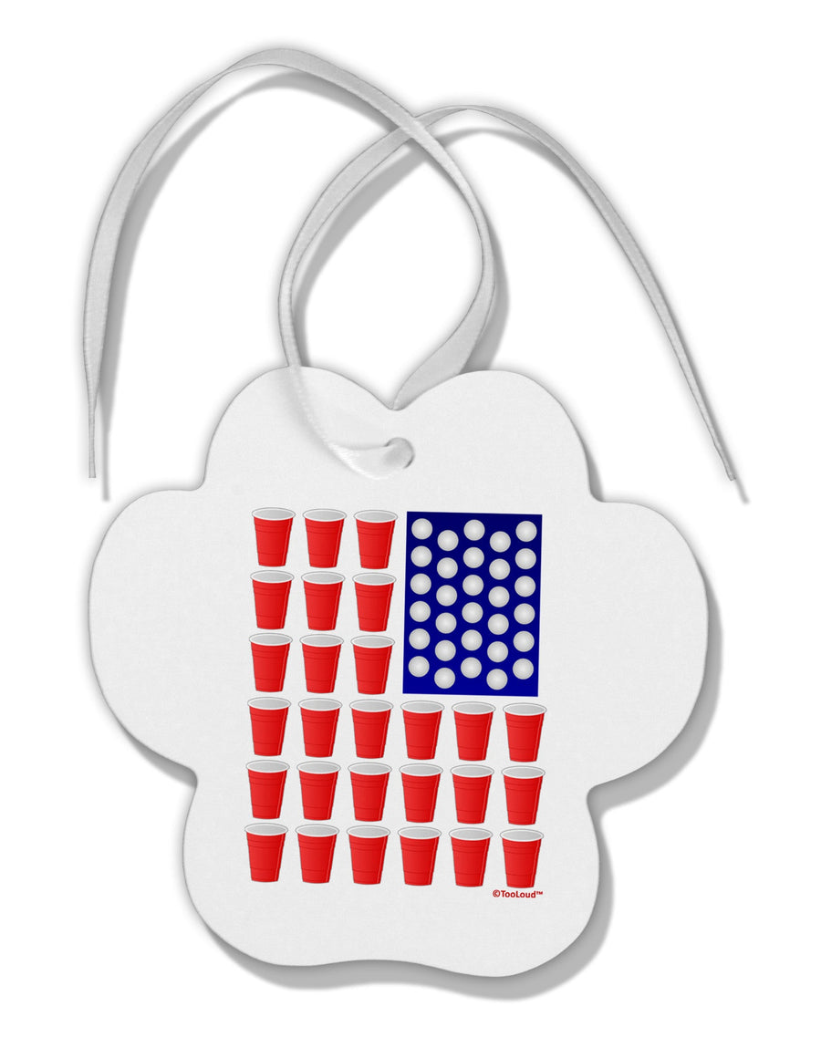 Beer Pong Flag Paw Print Shaped Ornament-Ornament-TooLoud-White-Davson Sales