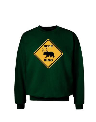 Beer Xing Adult Dark Sweatshirt-Sweatshirts-TooLoud-Deep-Forest-Green-Small-Davson Sales