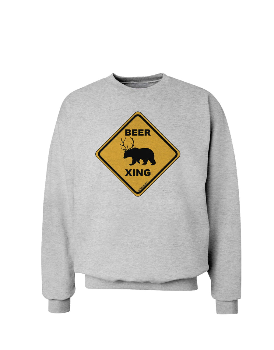 Beer Xing Sweatshirt-Sweatshirts-TooLoud-White-Small-Davson Sales