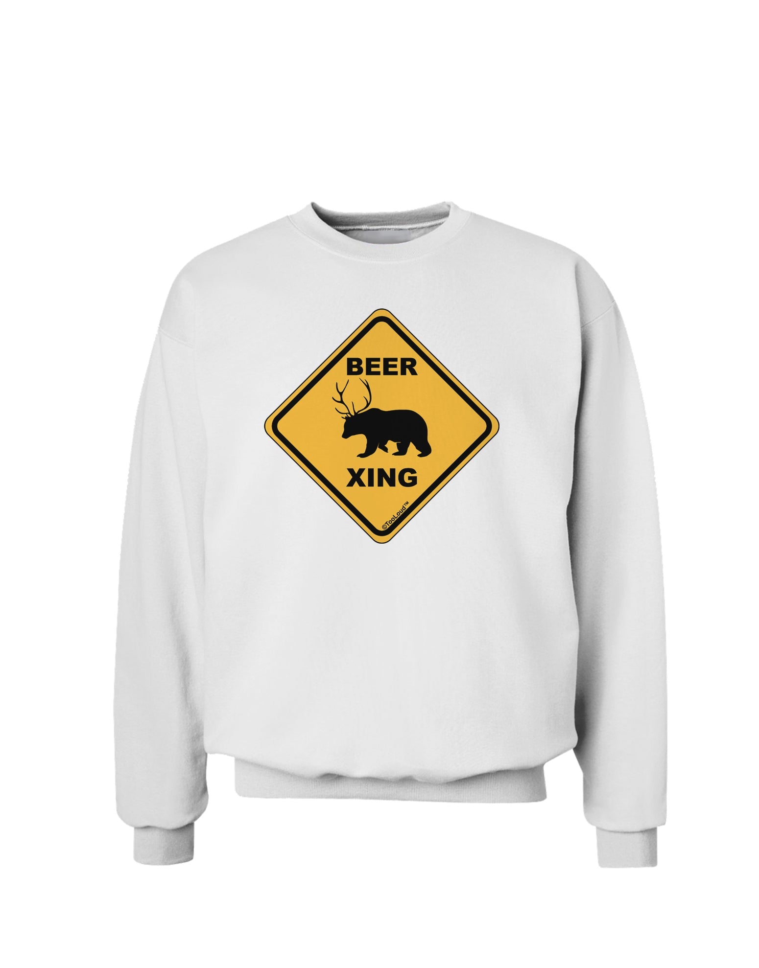 Beer Xing Sweatshirt-Sweatshirts-TooLoud-White-Small-Davson Sales