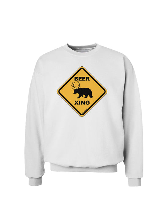 Beer Xing Sweatshirt-Sweatshirts-TooLoud-White-Small-Davson Sales