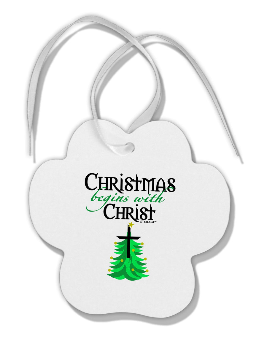 Begins With Christ Paw Print Shaped Ornament-Ornament-TooLoud-White-Davson Sales