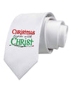 Begins With Christ Text Printed White Necktie