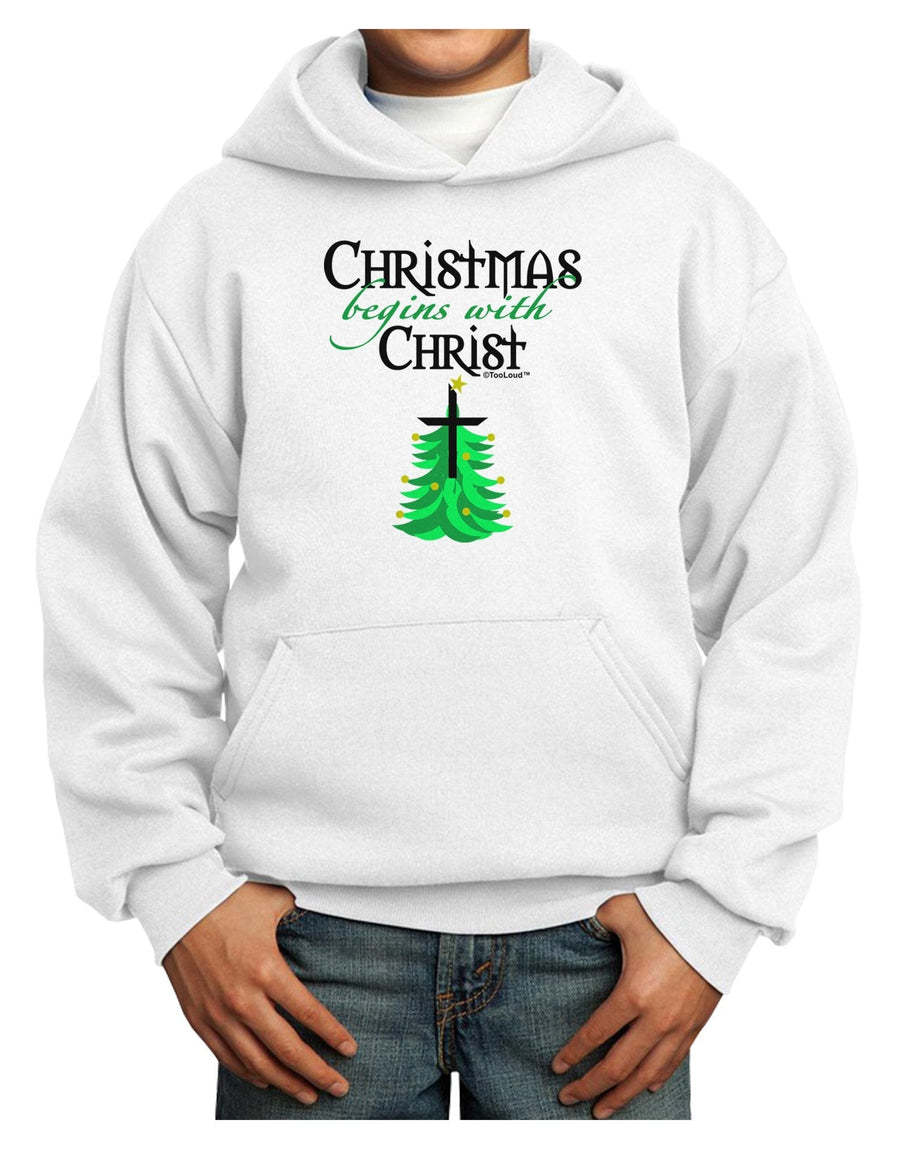 Begins With Christ Youth Hoodie Pullover Sweatshirt-Youth Hoodie-TooLoud-White-XL-Davson Sales