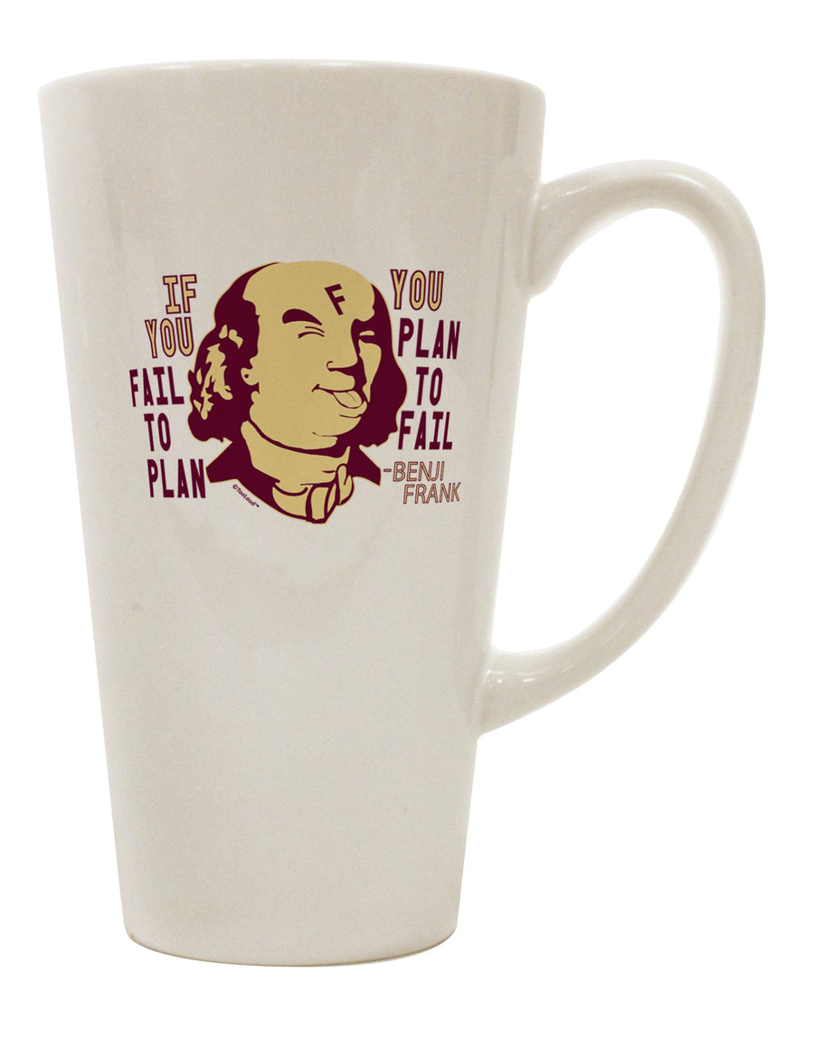 Benjamin Franklin 16 Ounce Conical Latte Coffee Mug - Expertly Crafted for the Discerning Coffee Connoisseur-Conical Latte Mug-TooLoud-Davson Sales