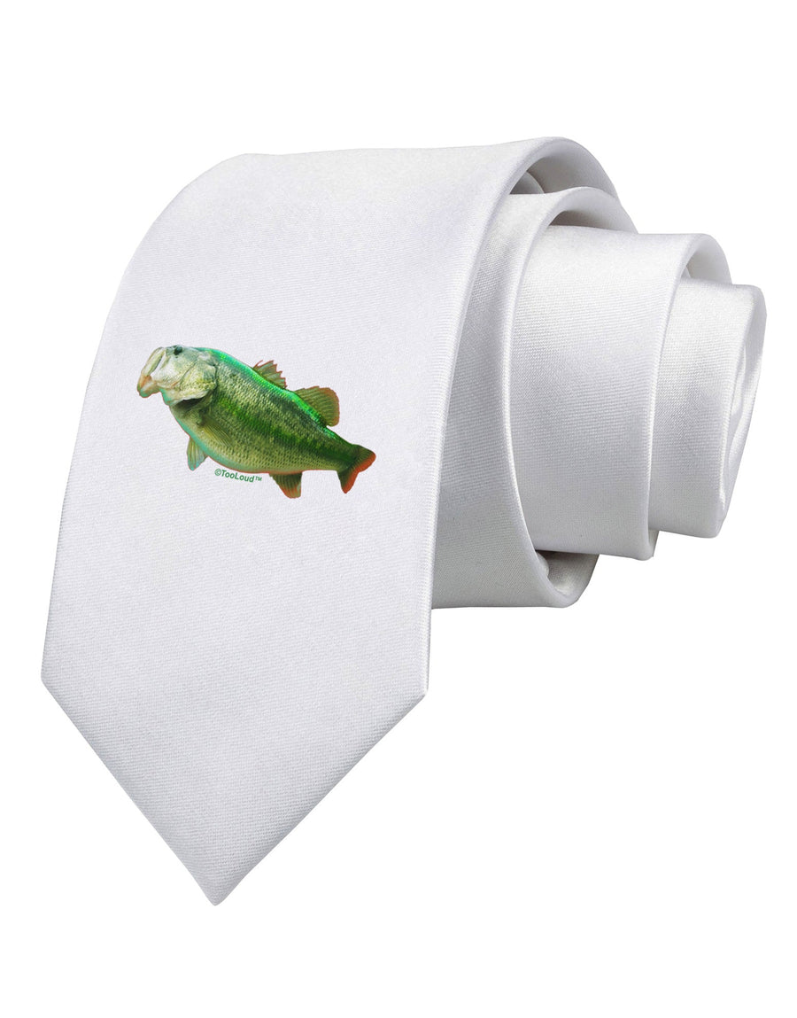 Big Bass Fish Printed White Necktie