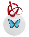 Big Blue Butterfly Circular Metal Ornament-Ornament-TooLoud-White-Davson Sales