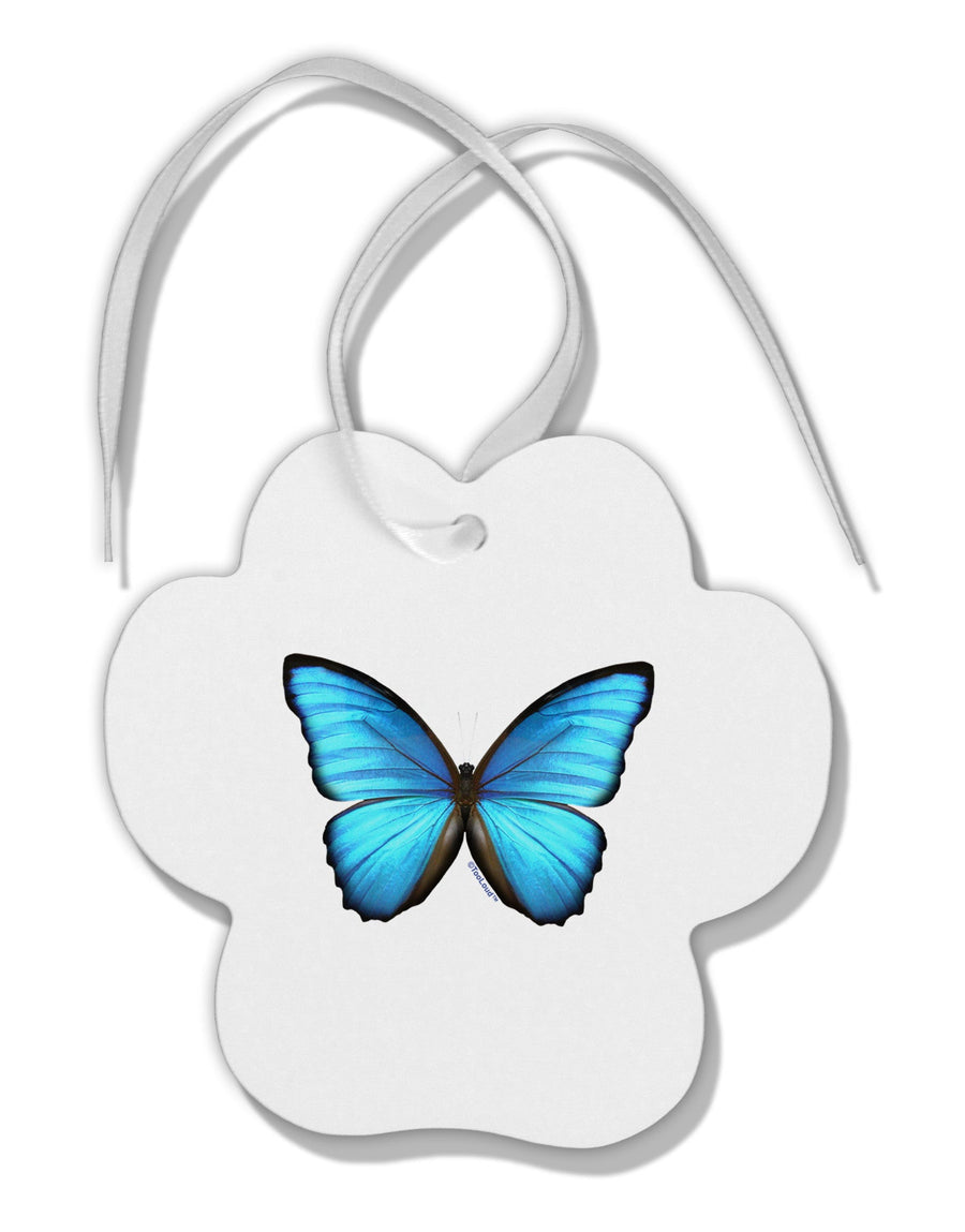 Big Blue Butterfly Paw Print Shaped Ornament-Ornament-TooLoud-White-Davson Sales