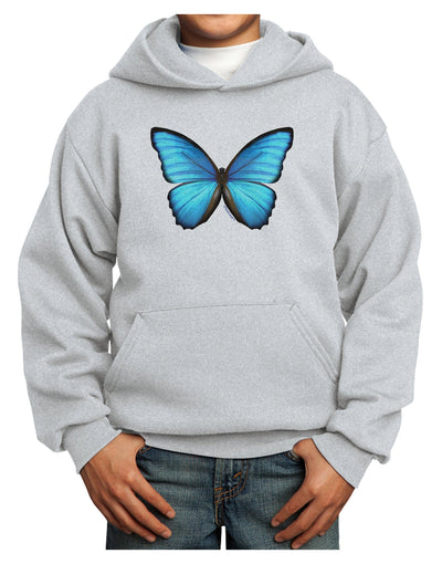 Big Blue Butterfly Youth Hoodie Pullover Sweatshirt-Youth Hoodie-TooLoud-Ash-XS-Davson Sales