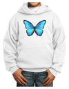 Big Blue Butterfly Youth Hoodie Pullover Sweatshirt-Youth Hoodie-TooLoud-White-XS-Davson Sales