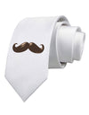 Big Brown Mustache Printed White Necktie