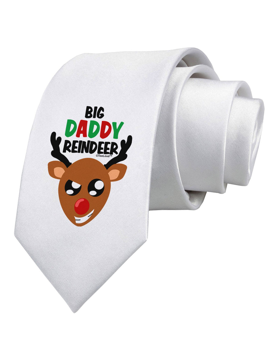 Big Daddy Reindeer Matching Deer Printed White Necktie