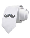 Big Gray Mustache Printed White Necktie