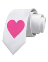 Big Pink Heart Valentine's Day Printed White Necktie