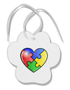 Big Puzzle Heart - Autism Awareness Paw Print Shaped Ornament by TooLoud-Ornament-TooLoud-White-Davson Sales