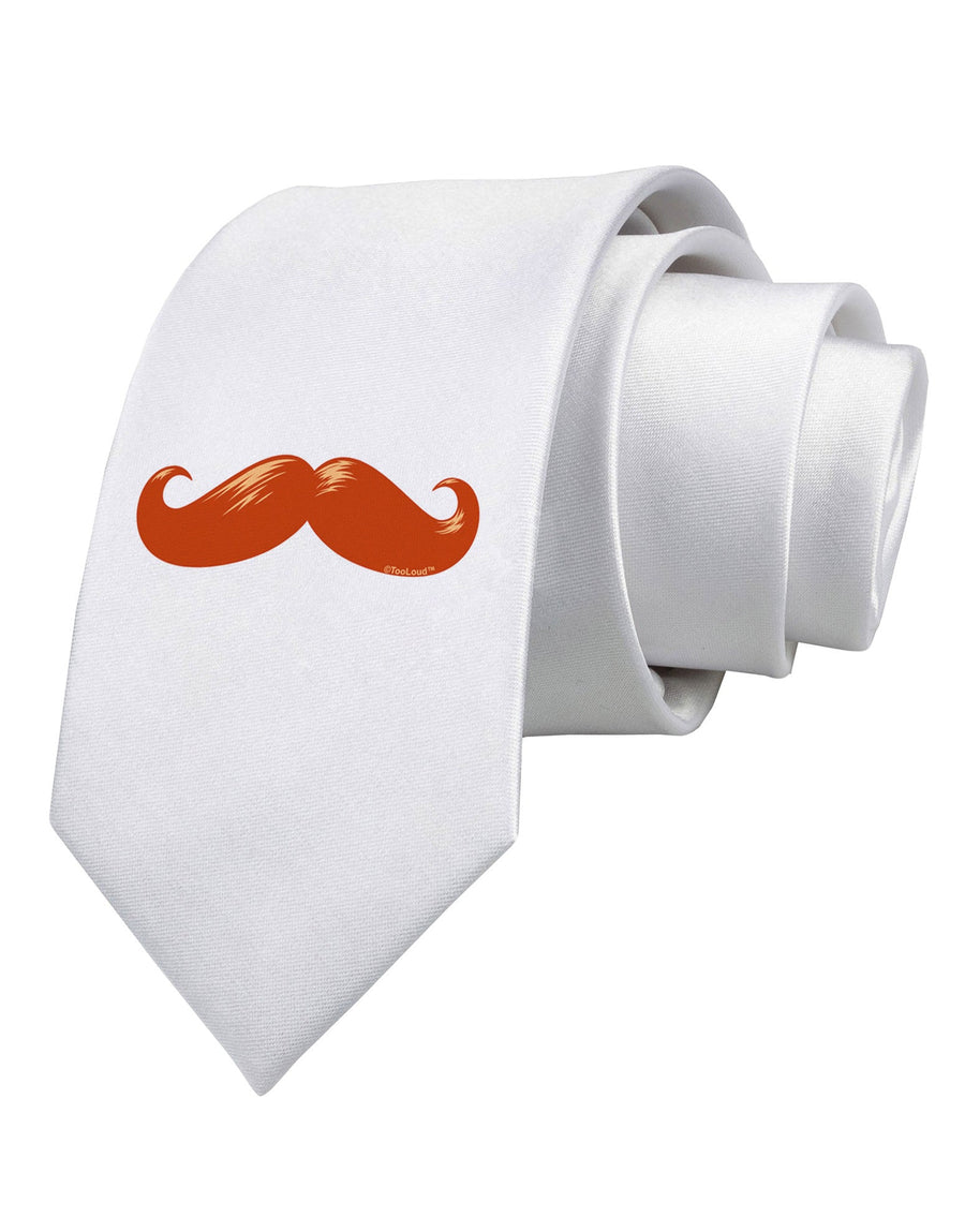 Big Redhead Mustache Printed White Necktie