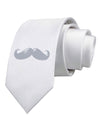 Big Silver White Mustache Printed White Necktie