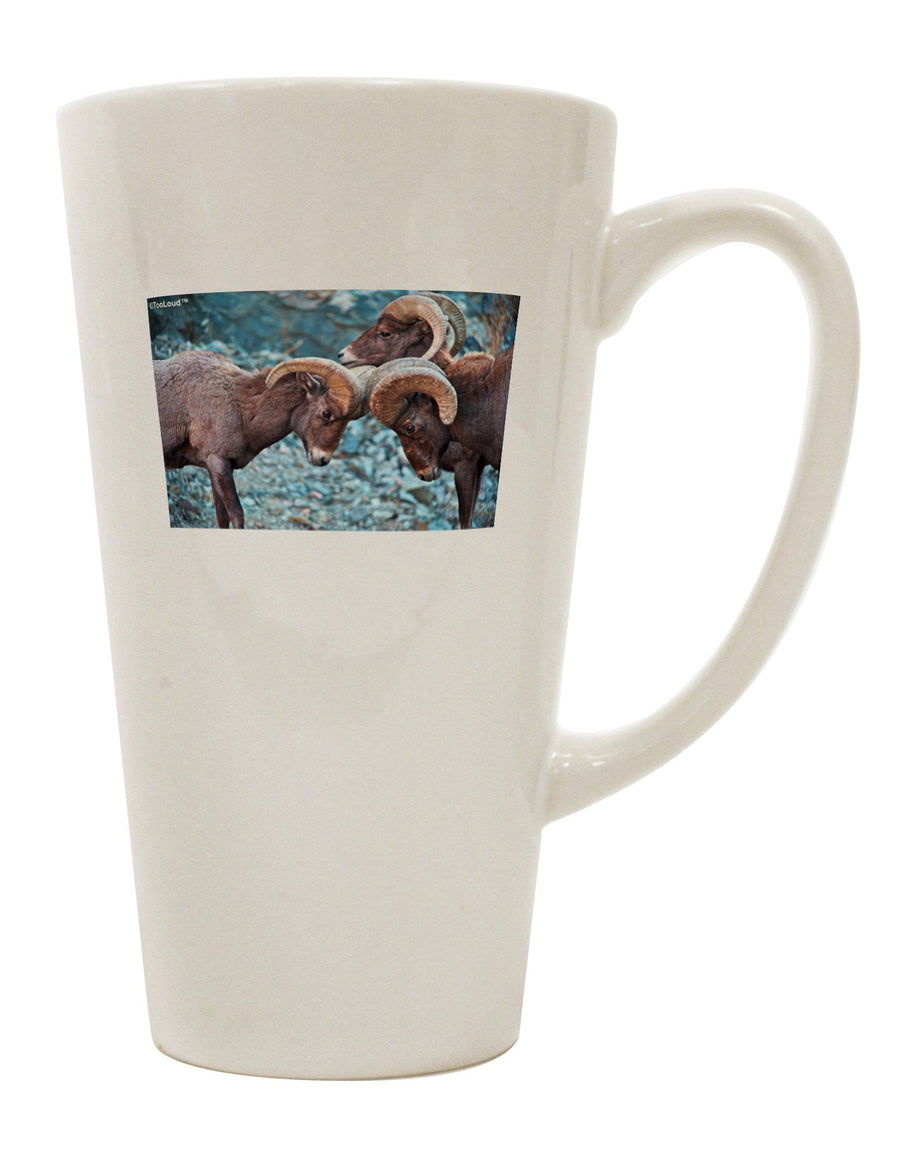 Bighorn Head Butt Conical Latte Coffee Mug - Expertly Crafted Drinkware-Conical Latte Mug-TooLoud-White-Davson Sales