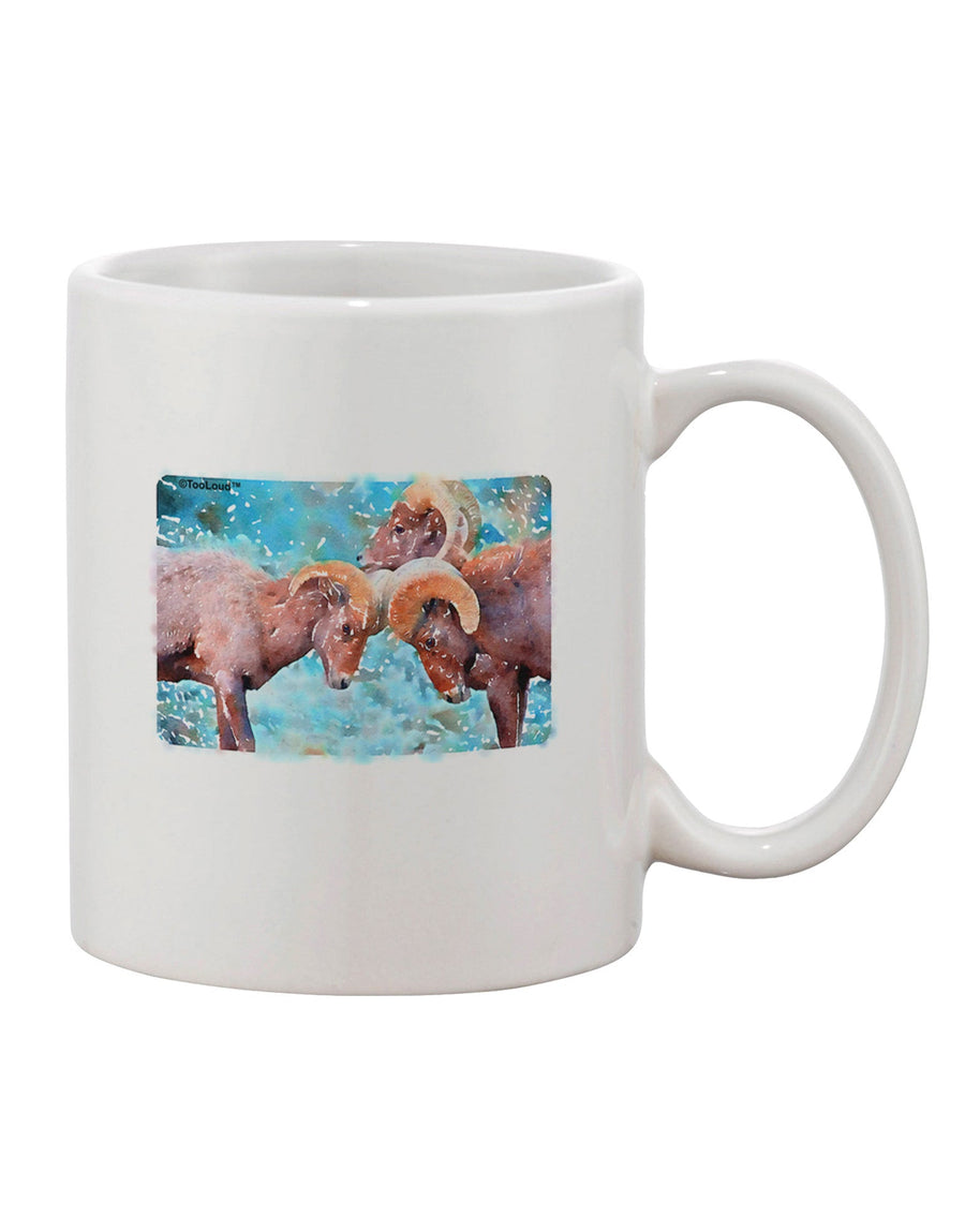 Bighorn Head Butt Watercolor Printed 11 oz Coffee Mug - Expertly Crafted Drinkware-11 OZ Coffee Mug-TooLoud-White-Davson Sales