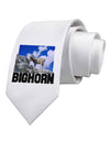 Bighorn Ram Text Printed White Necktie