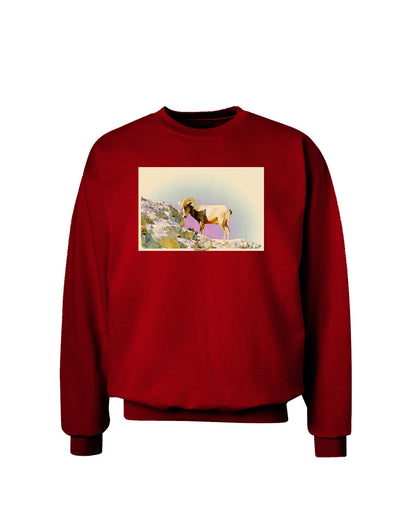 Bighorn Ram Watercolor Adult Dark Sweatshirt-Sweatshirts-TooLoud-Deep-Red-Small-Davson Sales