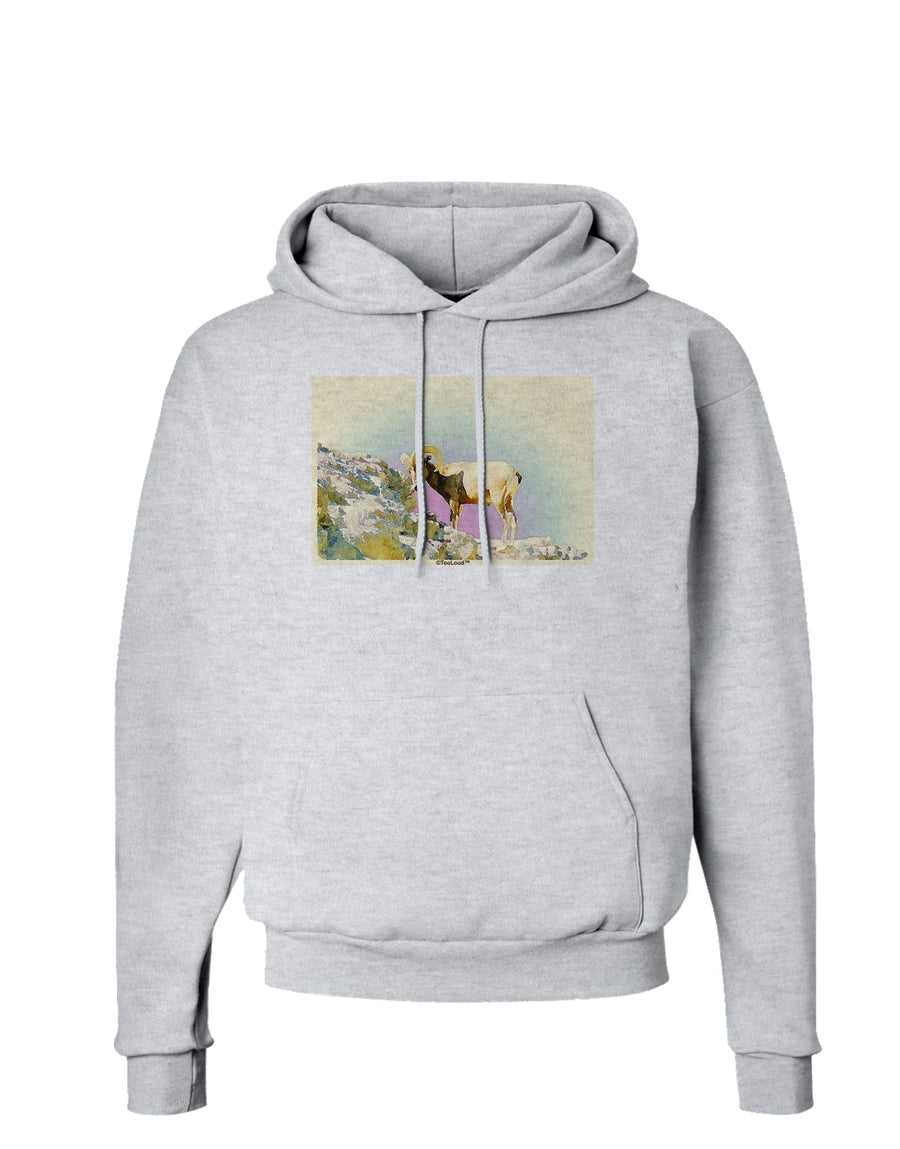 Bighorn Ram Watercolor Hoodie Sweatshirt-Hoodie-TooLoud-White-Small-Davson Sales