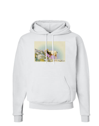 Bighorn Ram Watercolor Hoodie Sweatshirt-Hoodie-TooLoud-White-Small-Davson Sales