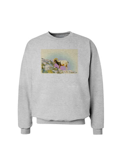 Bighorn Ram Watercolor Sweatshirt-Sweatshirts-TooLoud-AshGray-Small-Davson Sales