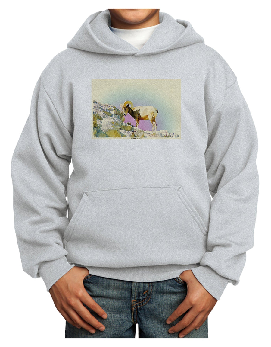 Bighorn Ram Watercolor Youth Hoodie Pullover Sweatshirt-Youth Hoodie-TooLoud-White-XS-Davson Sales