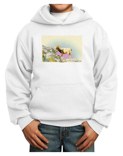 Bighorn Ram Watercolor Youth Hoodie Pullover Sweatshirt-Youth Hoodie-TooLoud-White-XS-Davson Sales