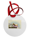 Bighorn Ram WatercolorText Circular Metal Ornament-Ornament-TooLoud-White-Davson Sales