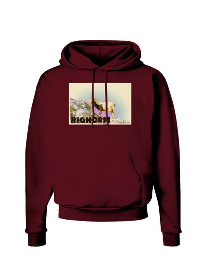 Bighorn Ram WatercolorText Dark Hoodie Sweatshirt-Hoodie-TooLoud-Maroon-Small-Davson Sales