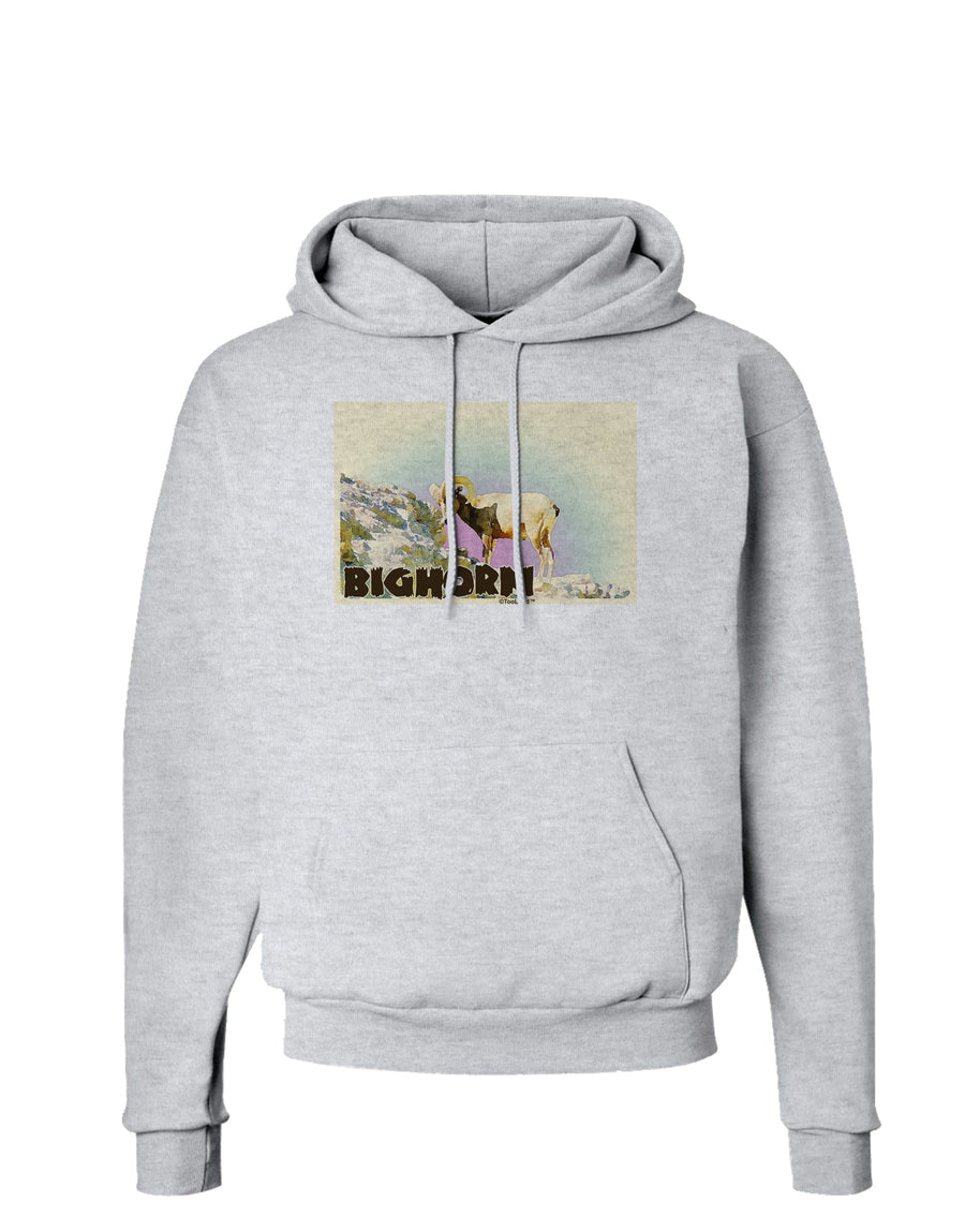 Bighorn Ram WatercolorText Hoodie Sweatshirt-Hoodie-TooLoud-White-Small-Davson Sales