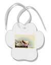 Bighorn Ram WatercolorText Paw Print Shaped Ornament-Ornament-TooLoud-White-Davson Sales