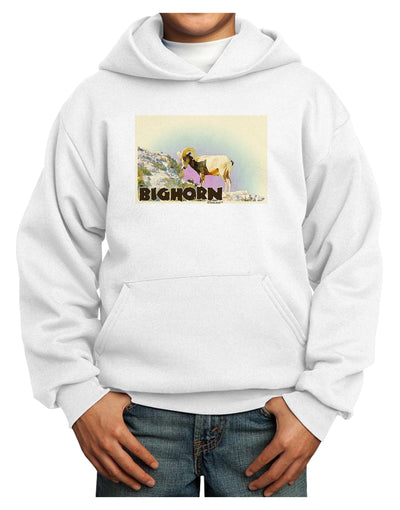 Bighorn Ram WatercolorText Youth Hoodie Pullover Sweatshirt-Youth Hoodie-TooLoud-White-XS-Davson Sales