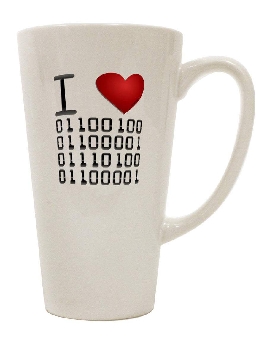 Binary Data Conical Latte Coffee Mug - Expertly Crafted Drinkware TooLoud-Conical Latte Mug-TooLoud-White-Davson Sales